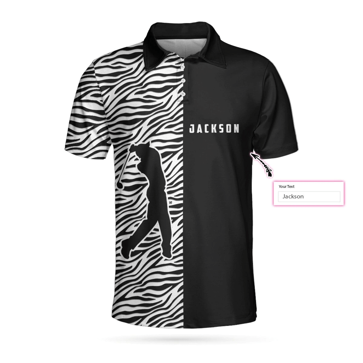 Personalized 2D Zebra Pattern Golf Custom Polo Shirt Cool Black And White Zebra Golf Shirts Short Sleeve Polo For Men