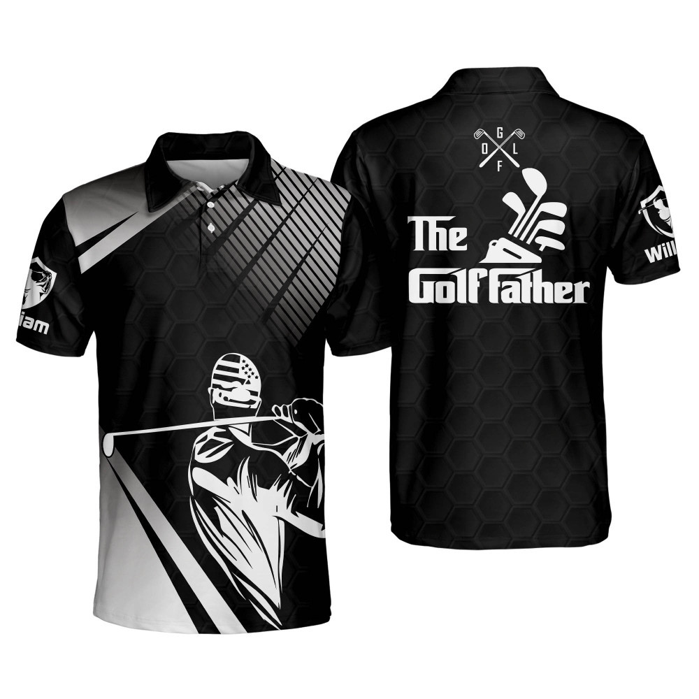 Personalized 3D Funny Golf Polo Shirts for Men The Golf Father Mens Golf Shirt Short Sleeve Polo Lightweight Dry Fit