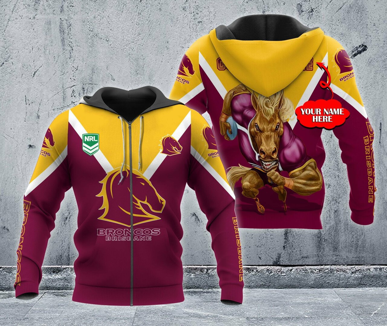 Personalized 3d Hoodie Brisbane Broncos Nrl Custom Name 3d All Over Print Hoodie