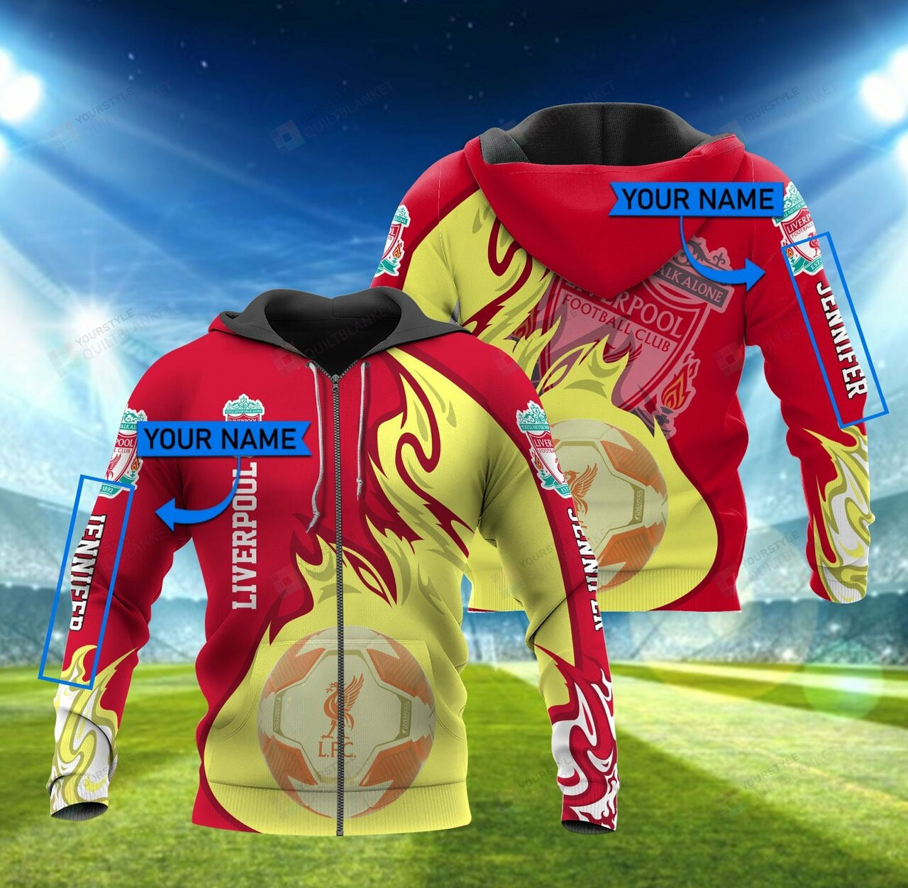 Personalized 3d Hoodie Liverpool Fc Ball Custom Name 3d All Over Printed Hoodie