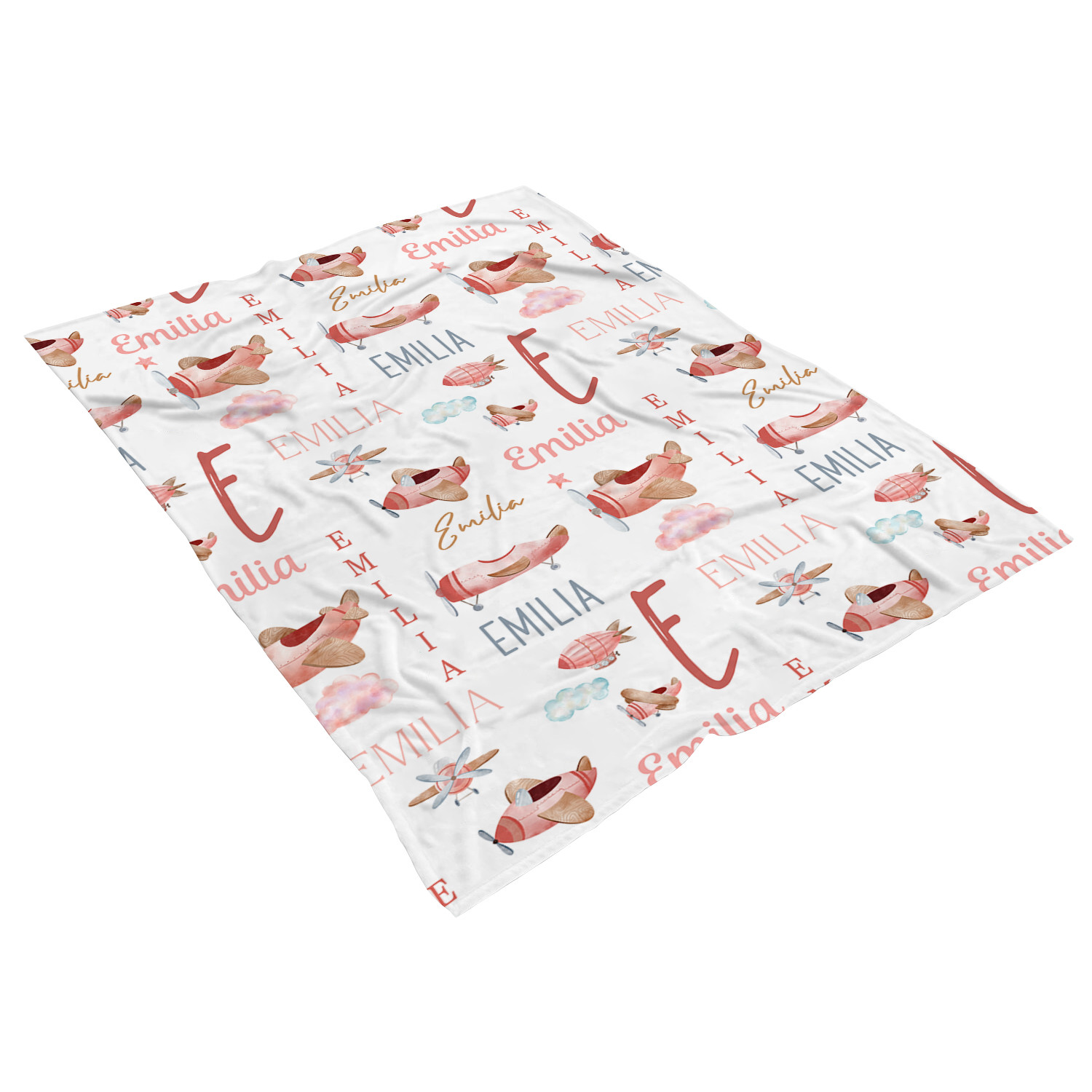 Pink Airplane Baby Blanket