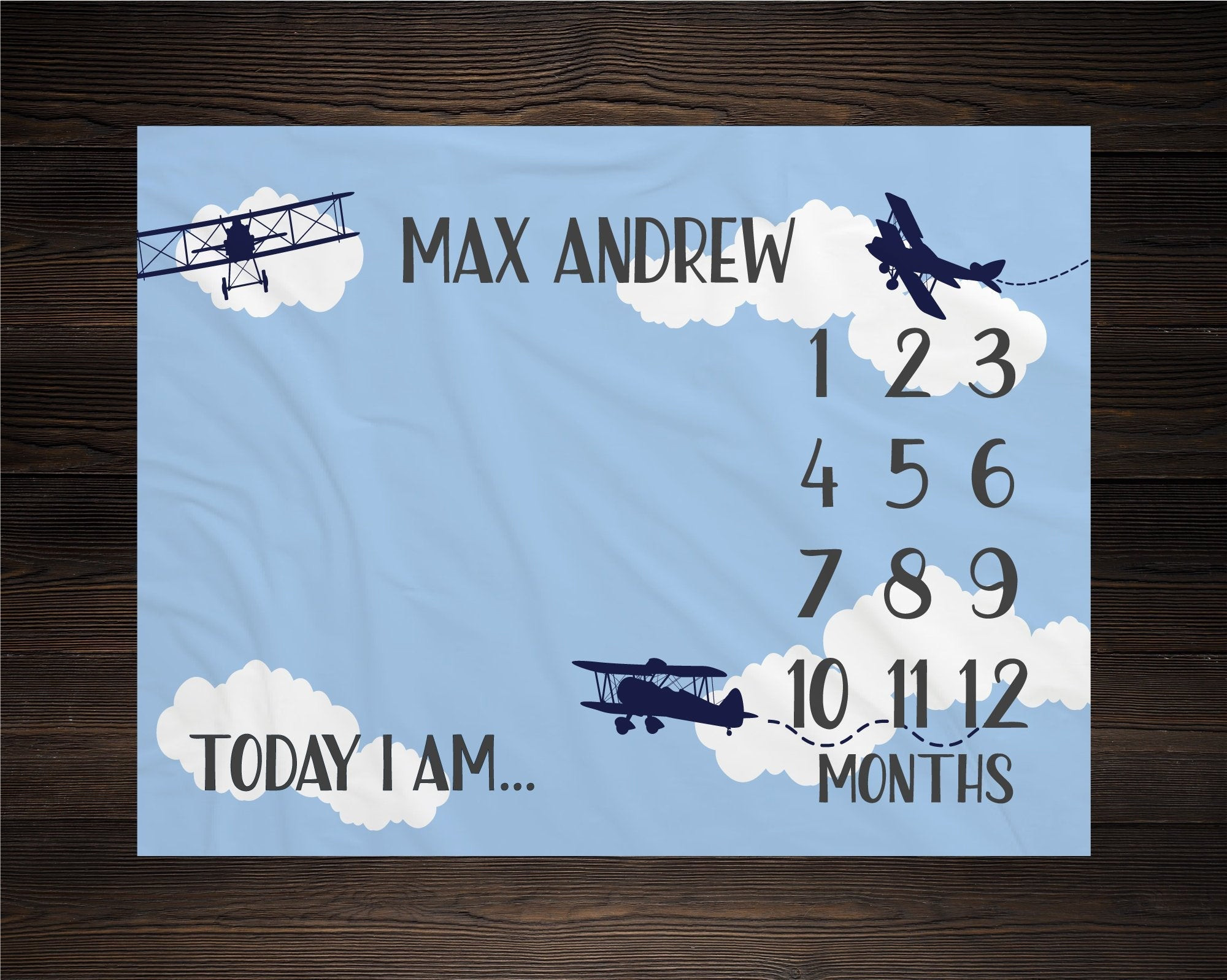 Personalized Airplane Milestone Blanket