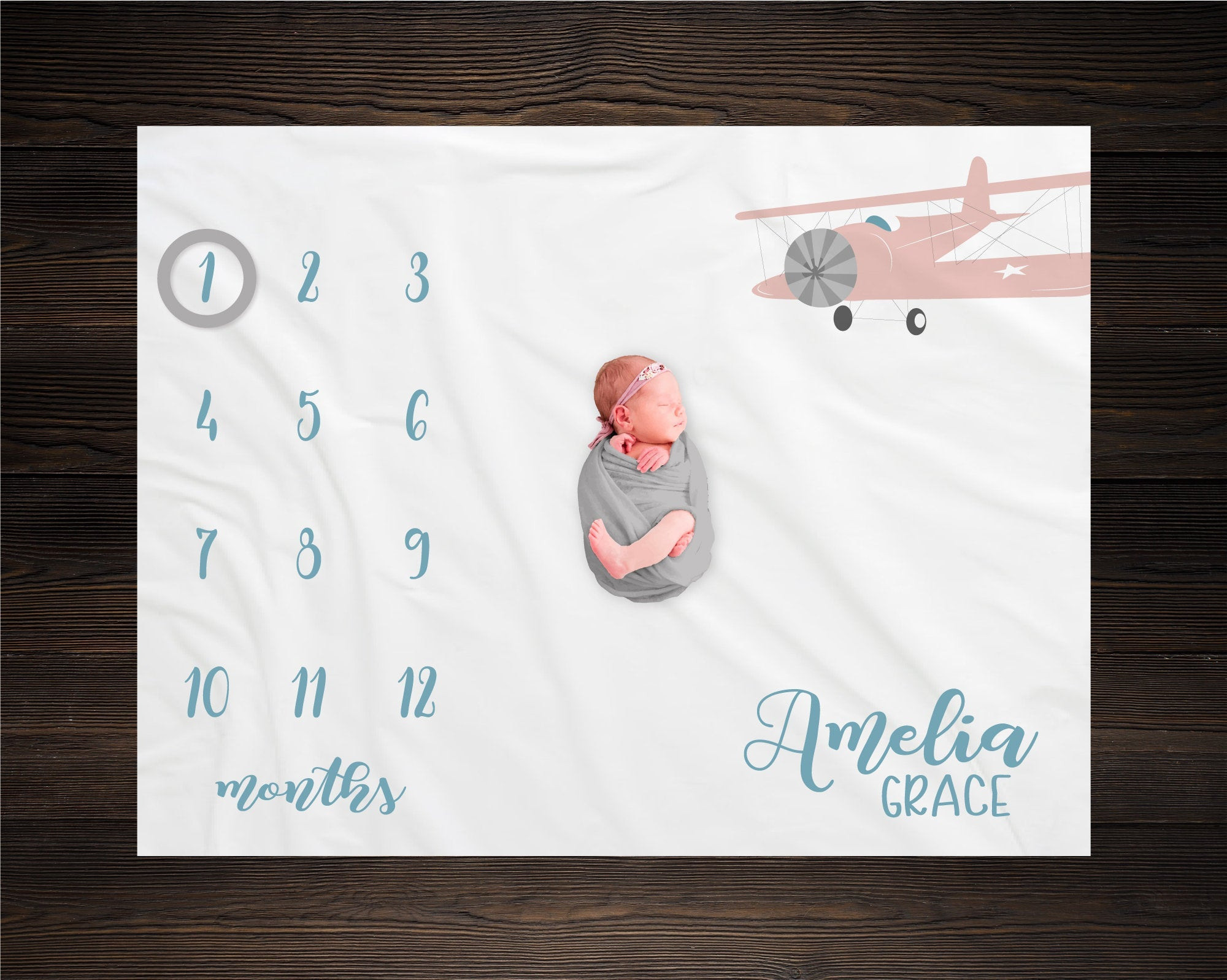 Personalized Airplane Milestone Blanket