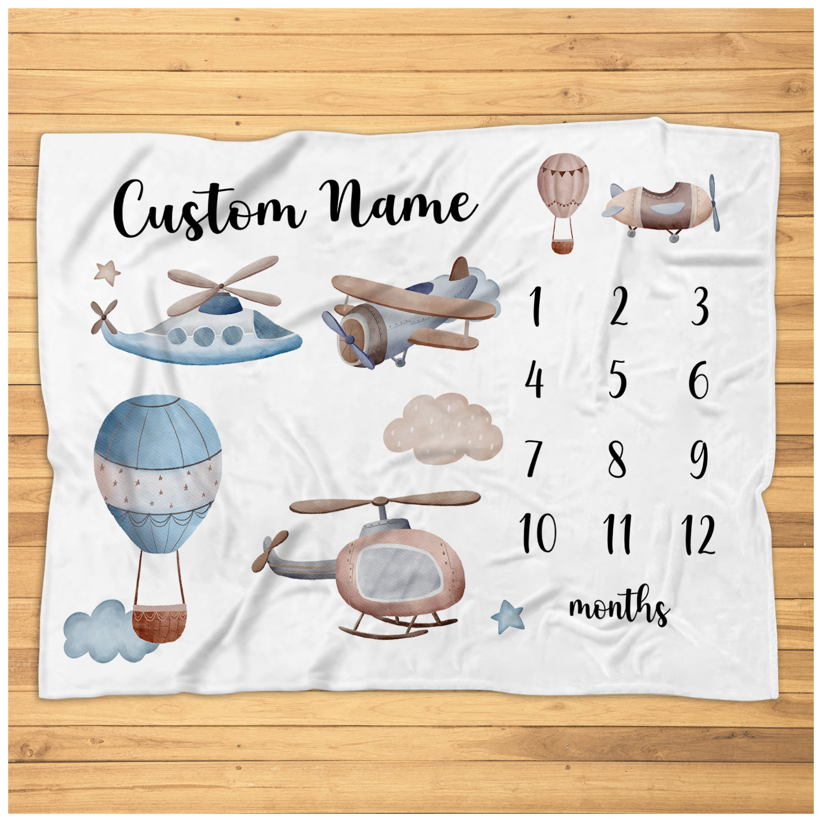 Personalized Airplane Milestone Blanket