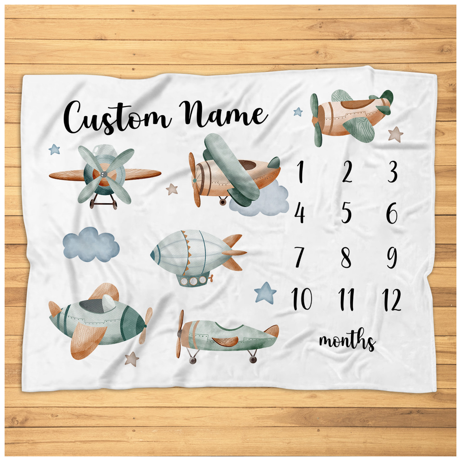 Personalized Airplane Milestone Blanket