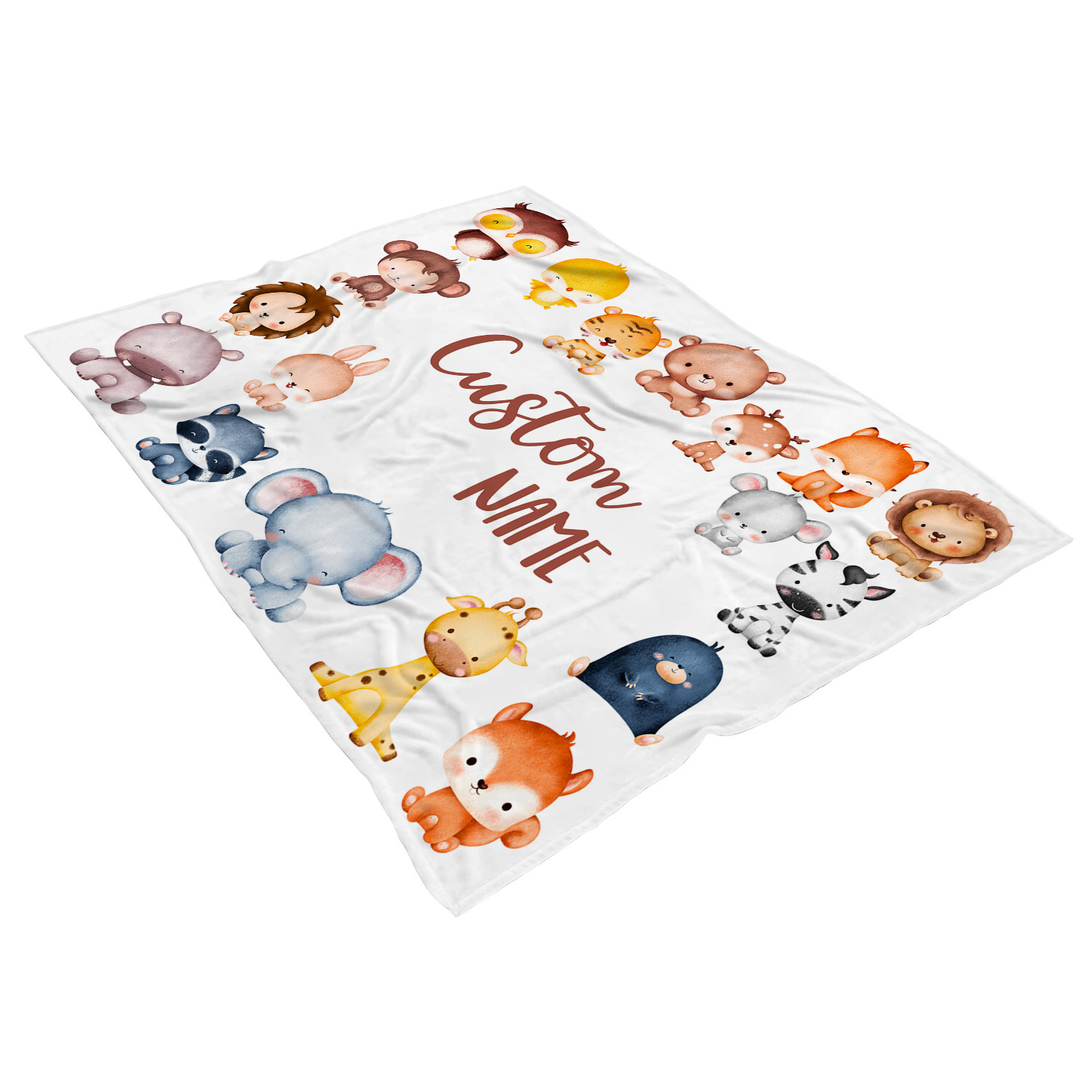 Custom Safari and Woodland Animals Baby Blanket Nursery Decor