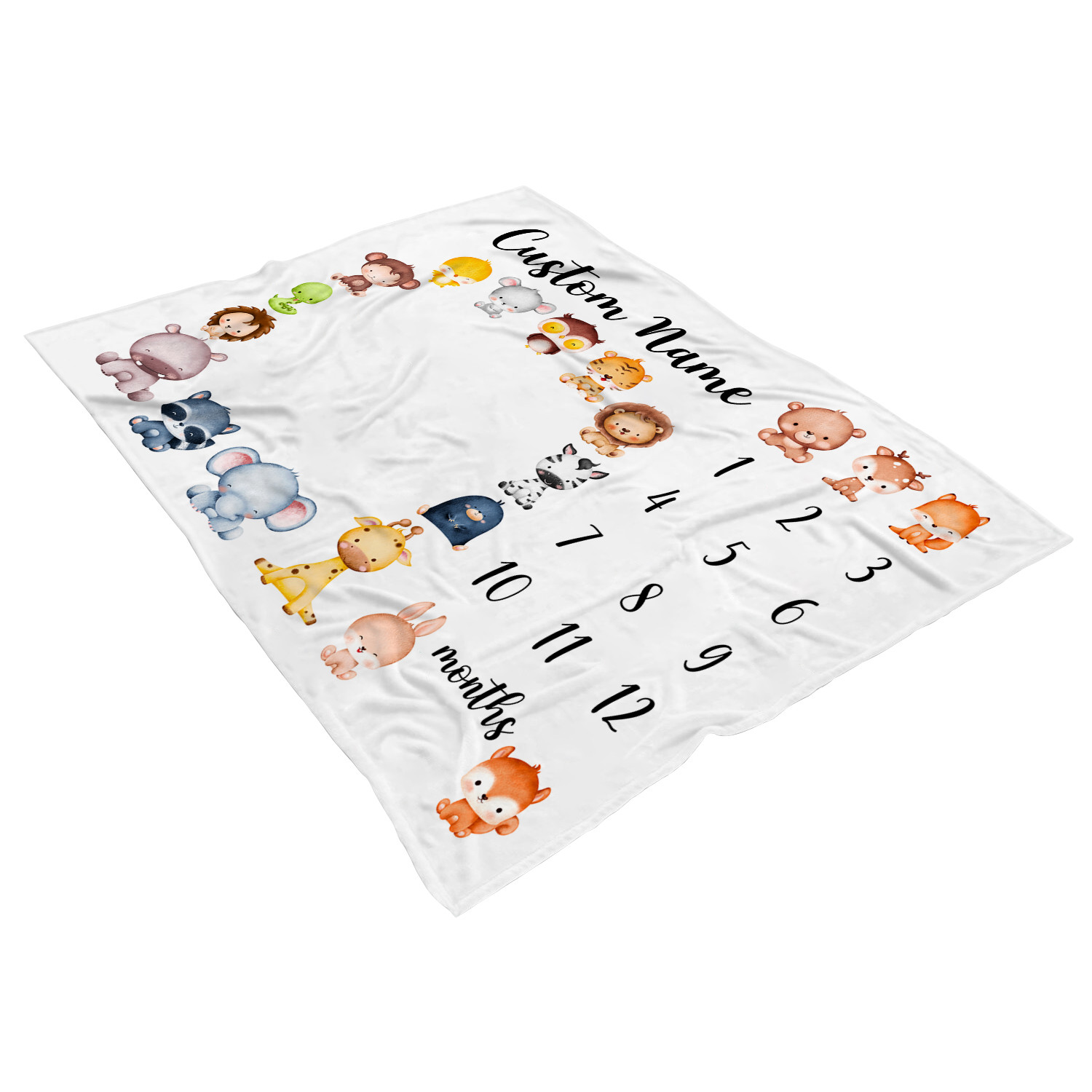 Safari Woodland Animals Monthly Milestone Blanket