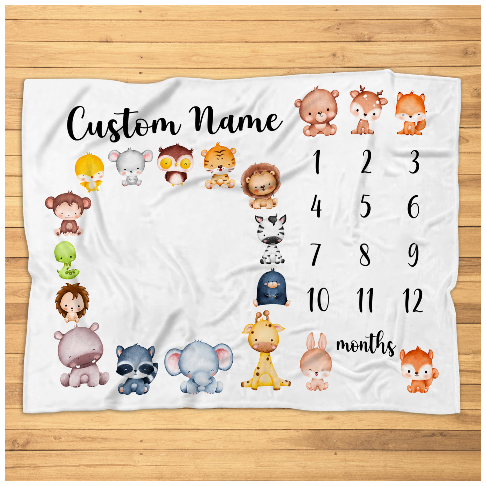 Personalized Animal Milestone Blanket