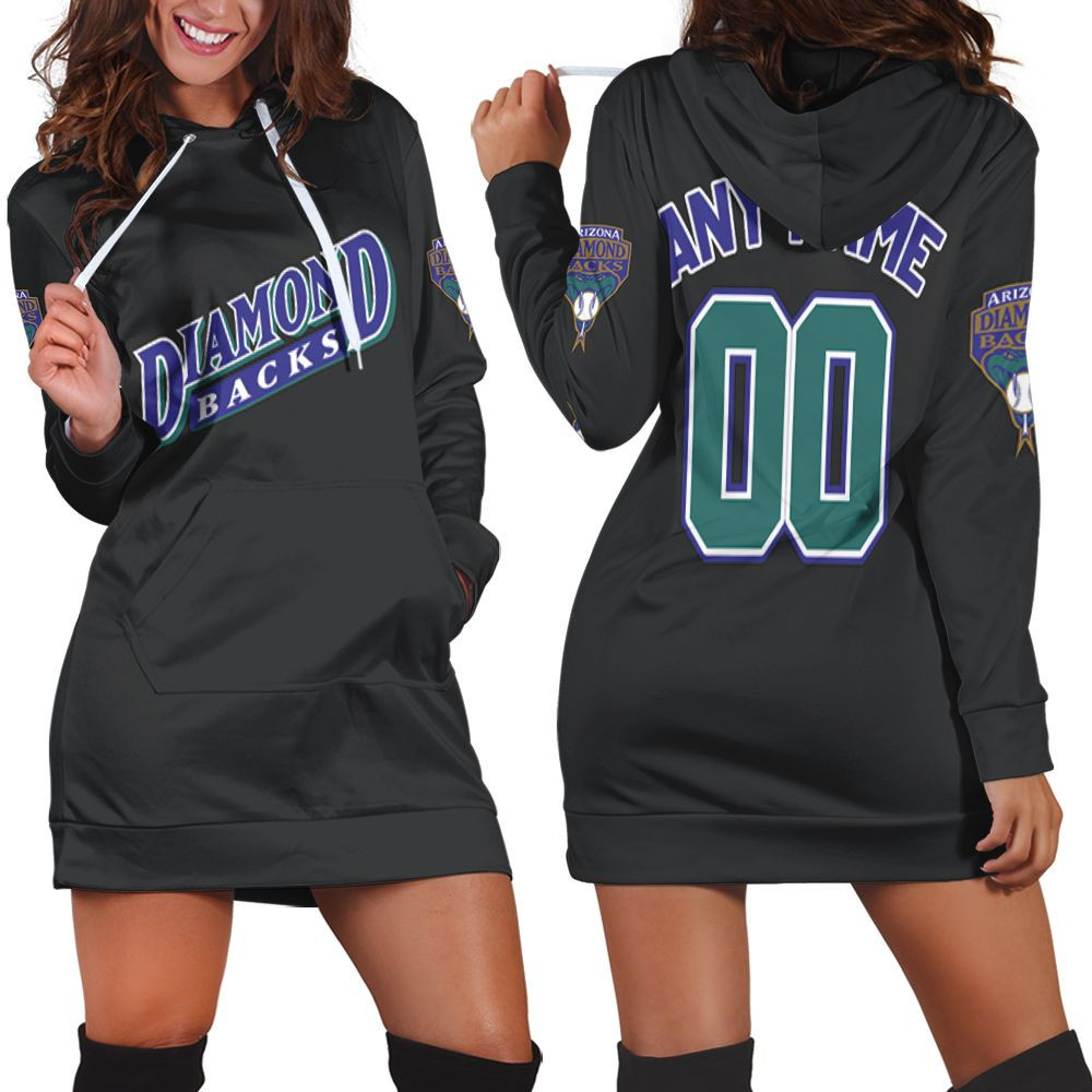 Personalized Any Name 00 Arizona Diamondbacks Alternative Black Jersey Inspired Style Hoodie Dress Sweater Dress Sweatshirt Dress