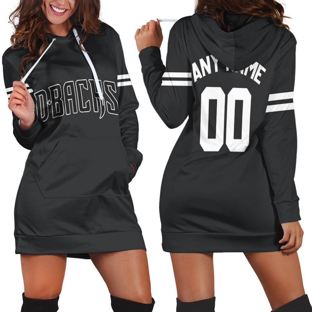 Personalized Any Name Arizona Diamondbacks Black Jersey Inspired Style Hoodie Dress Sweater Dress Sweatshirt Dress