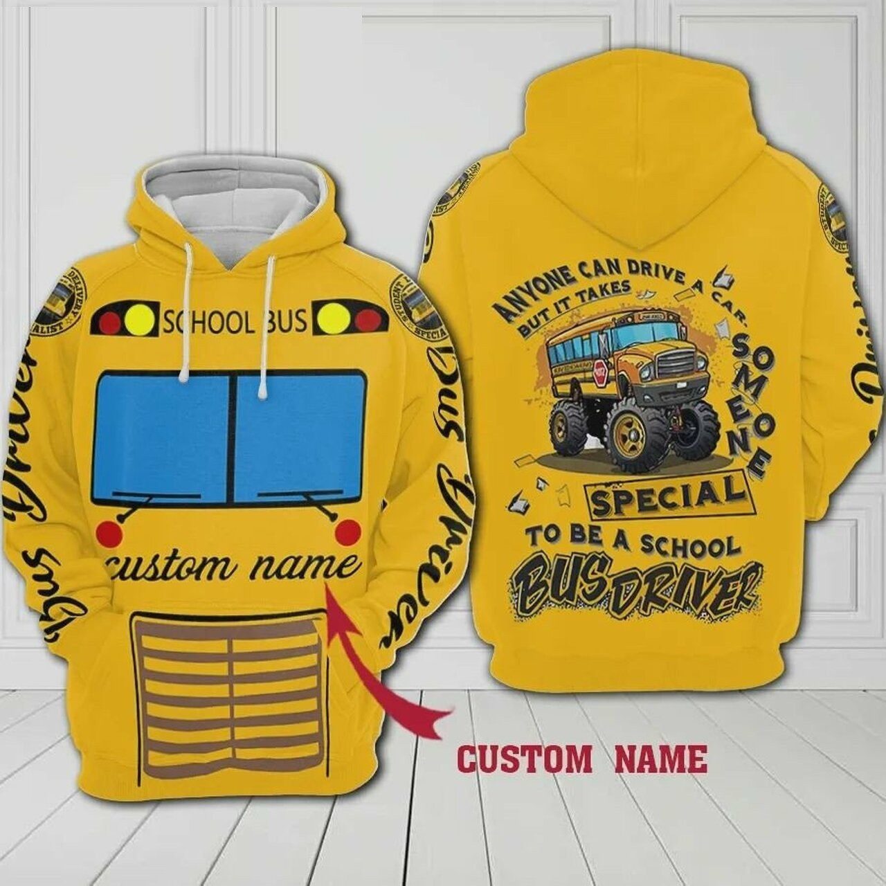 Personalized Anyone Can Drive A Car But It Takes Someone Special To Be A School Bus Driver 3d All Over Print Hoodie