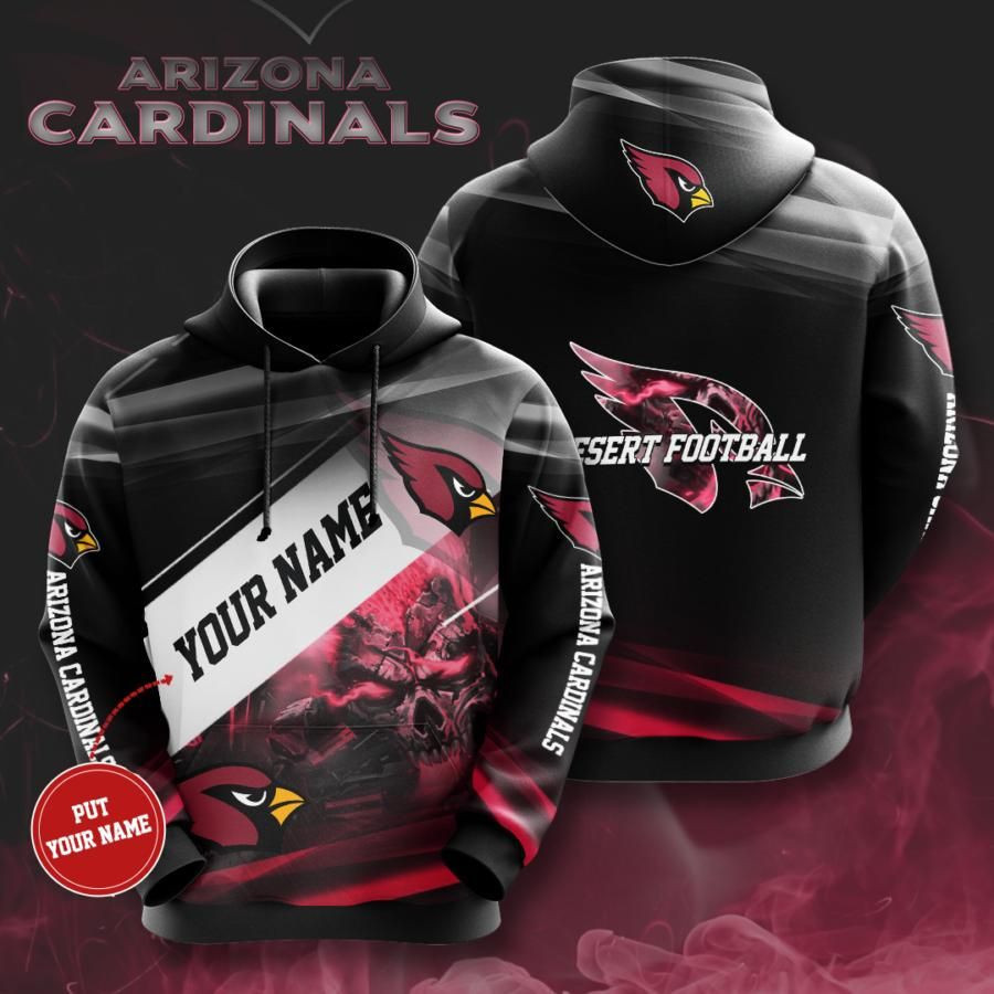 Personalized Arizona Cardinals No77 Custom Hoodie 3D Size S to 5XL