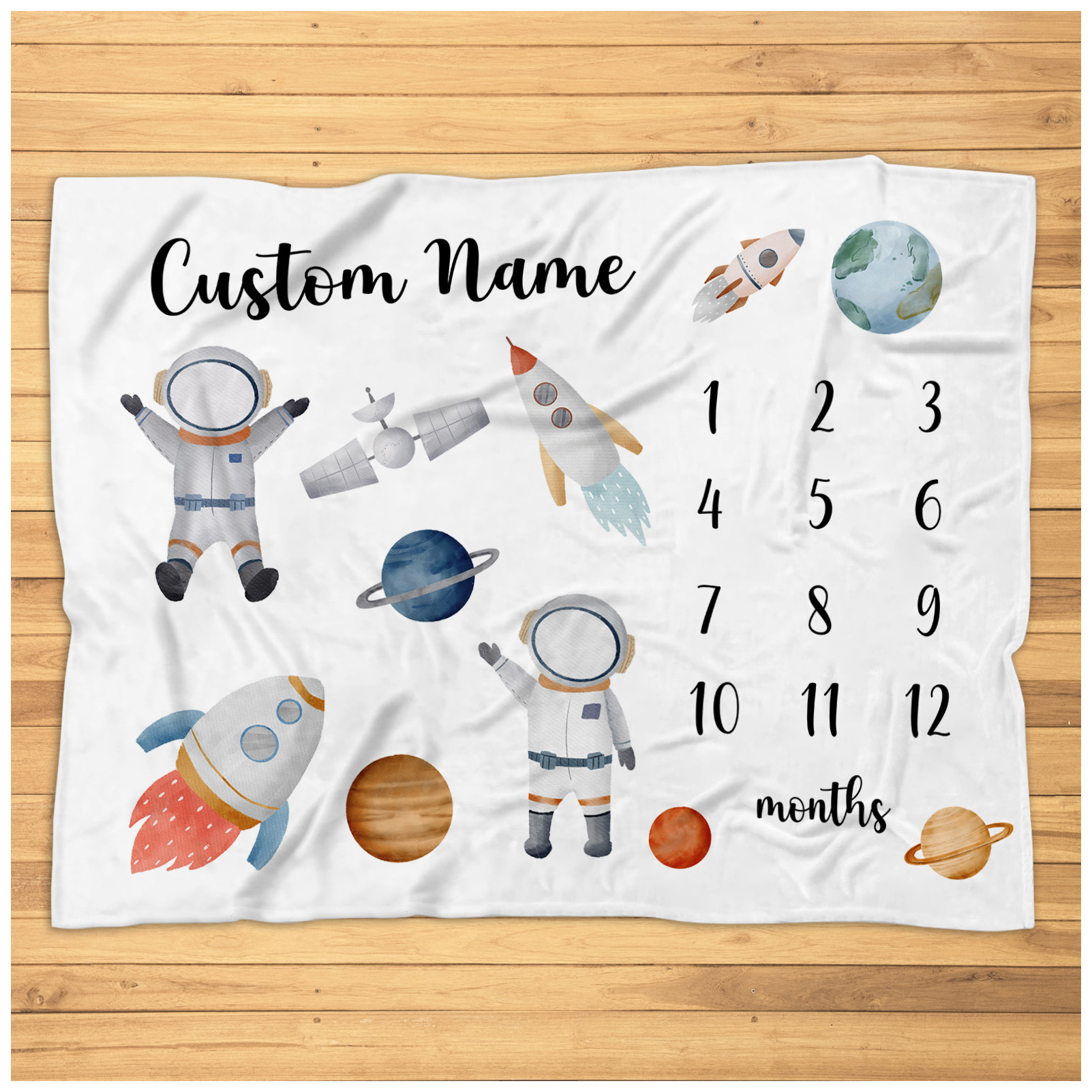 Personalized Astronaut Milestone Blanket