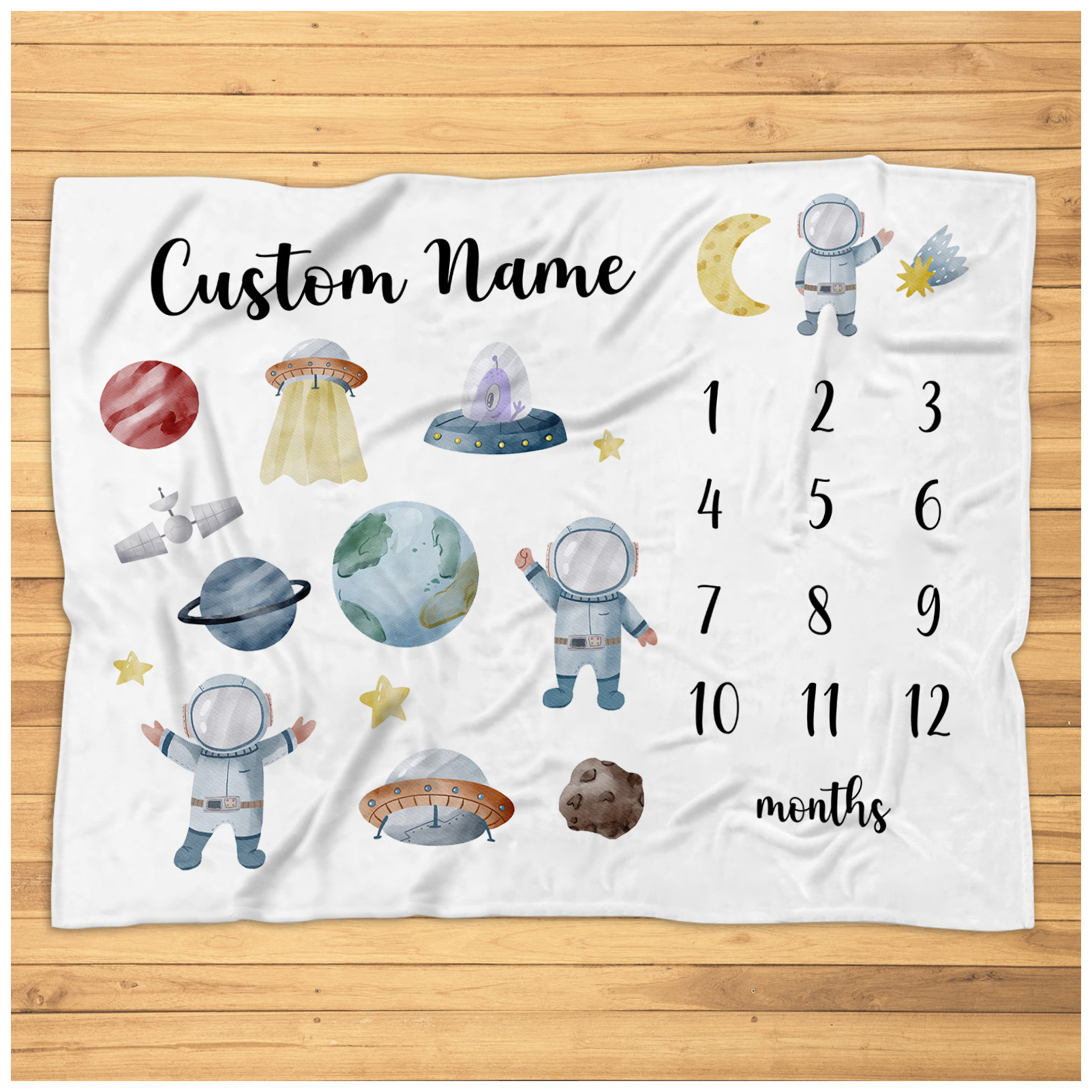 Personalized Astronaut Milestone Blanket