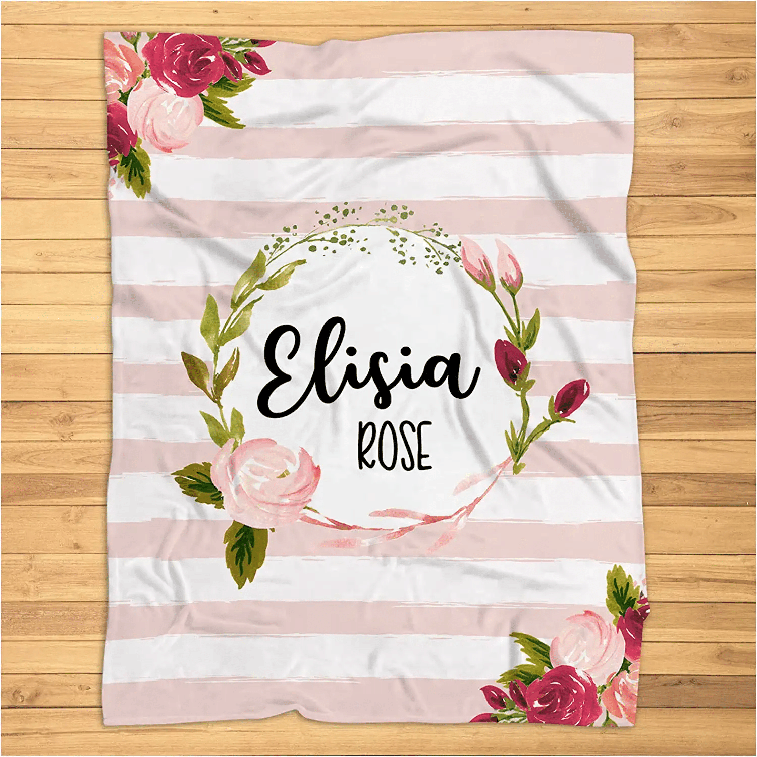 Personalized Baby Blanket Personalized Soft Newborn Gift Blanket Baby Girl Floral Monogram Blanket