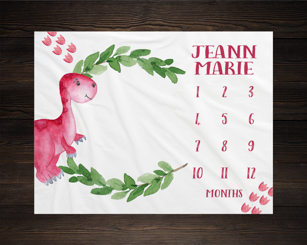 Personalized Baby Dinosaur Milestone Blanket