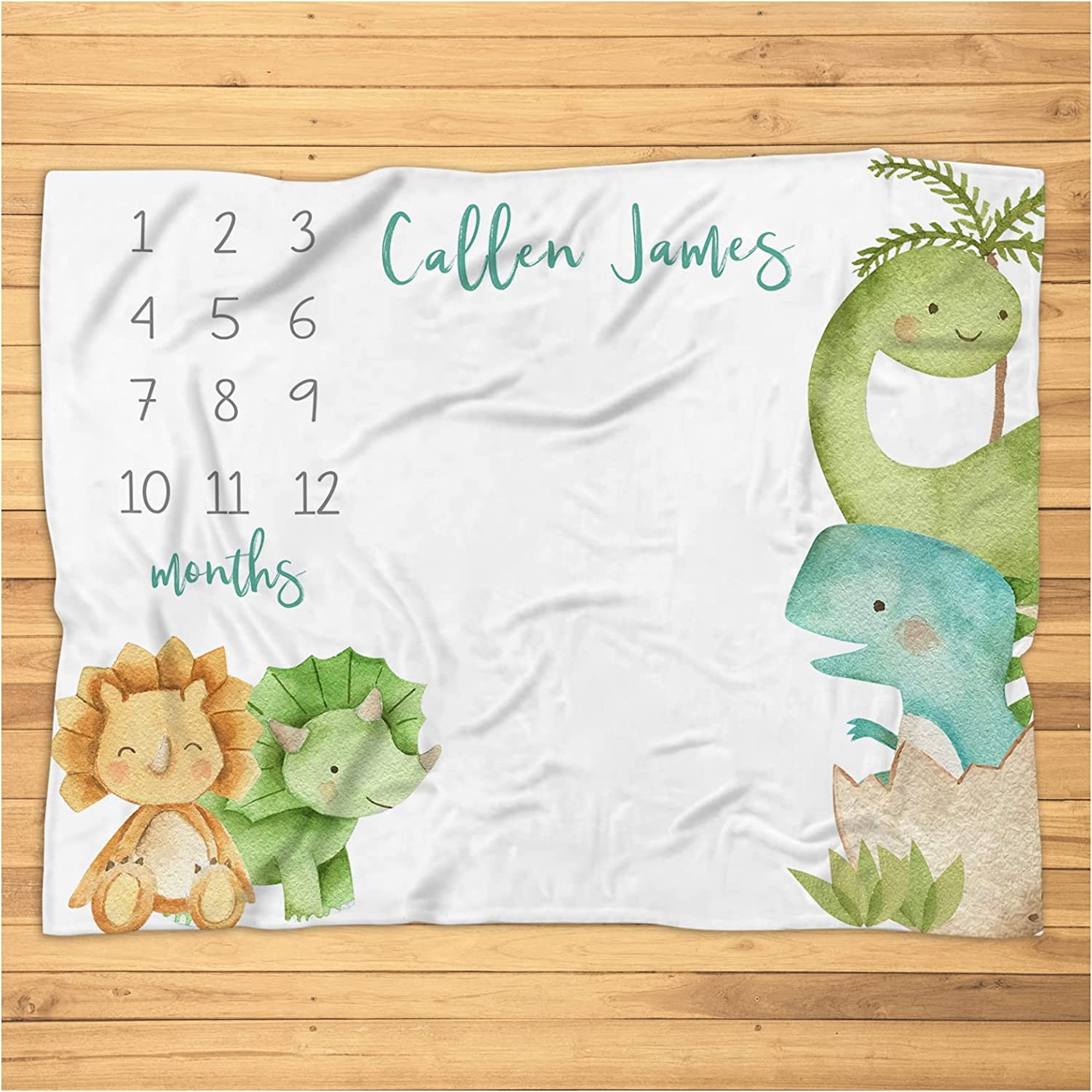 Personalized Baby Dinosaur Milestone Blanket