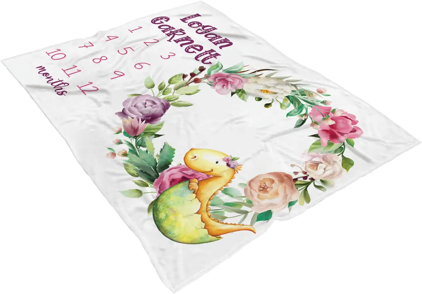 Pink Purple Floral Girl Dinosaur Blanket