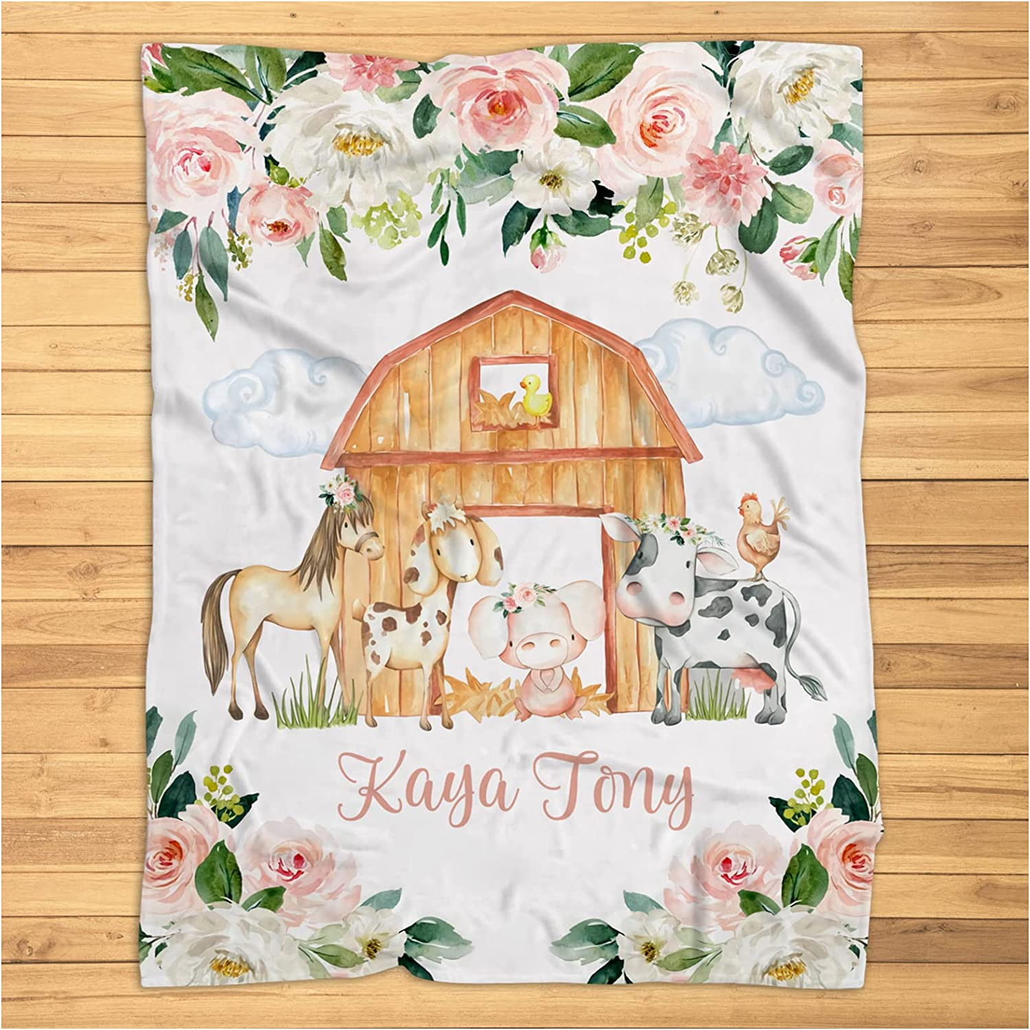 Personalized Baby Name Farm Blanket