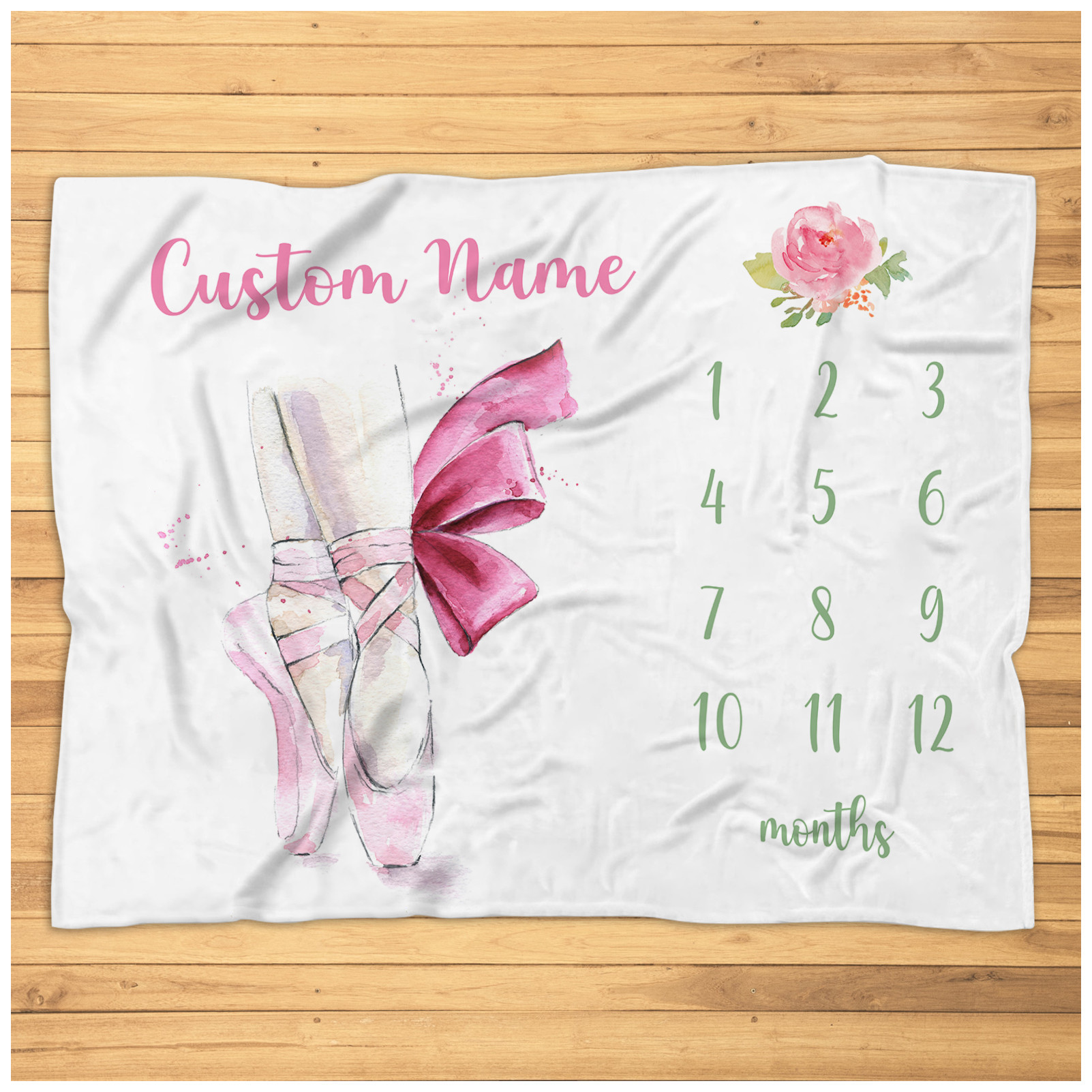 Personalized Ballerina Milestone Blanket