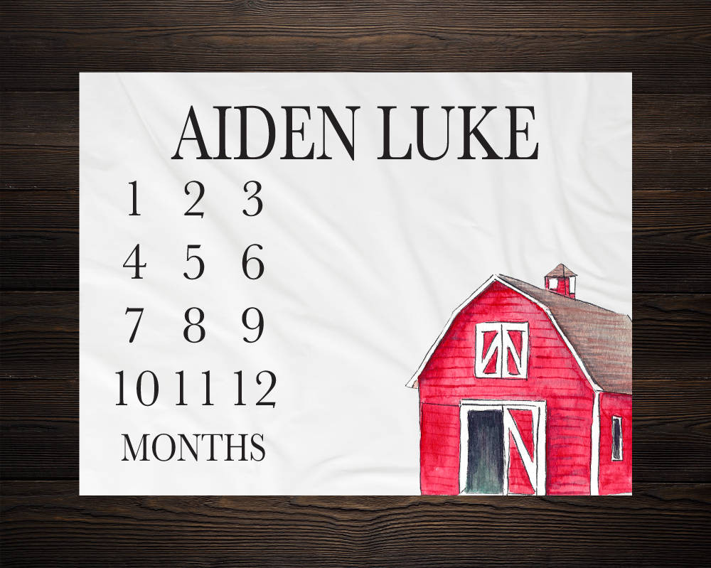 Personalized Barn Milestone Blanket