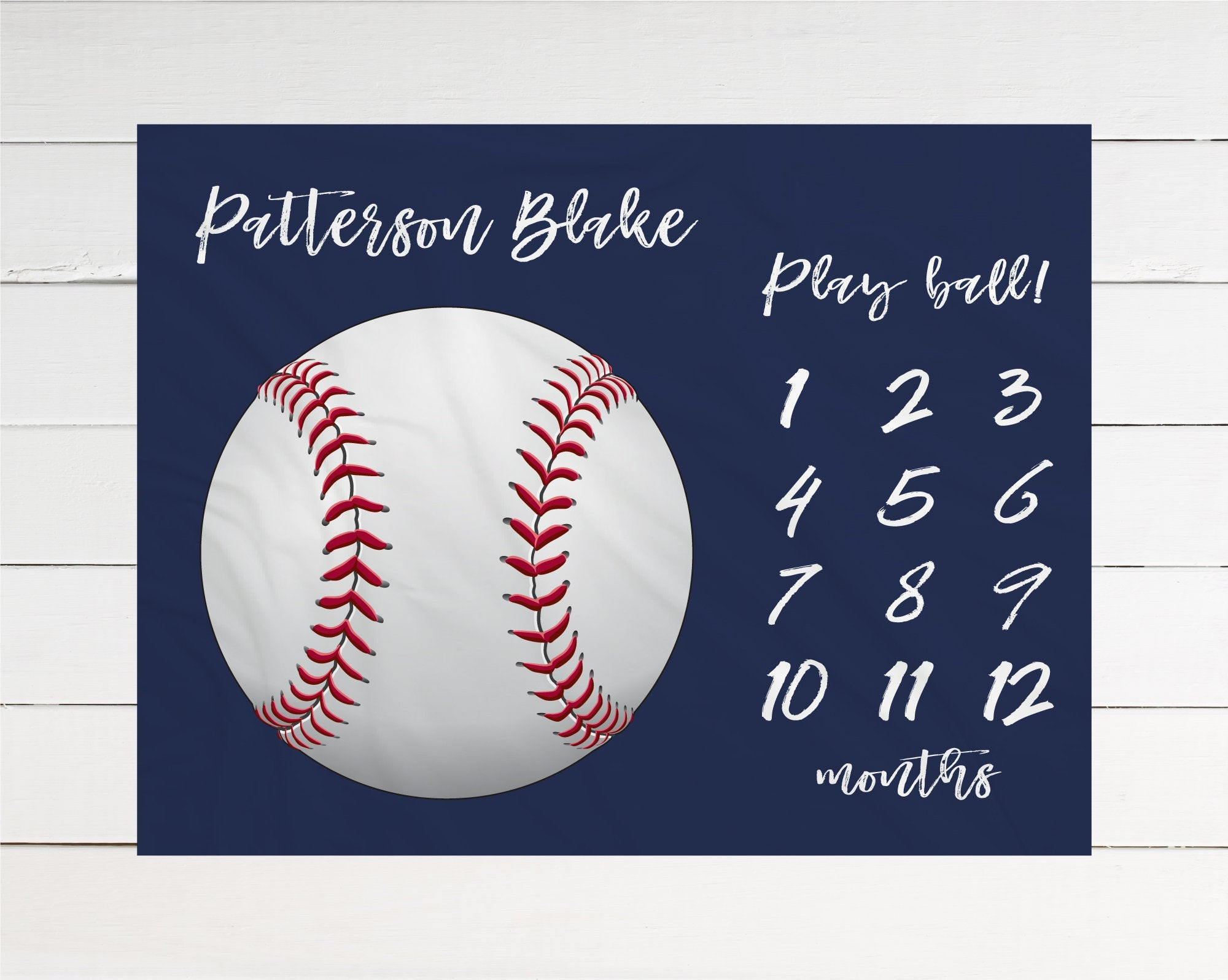 Personalized Baseball Milestone Blanket