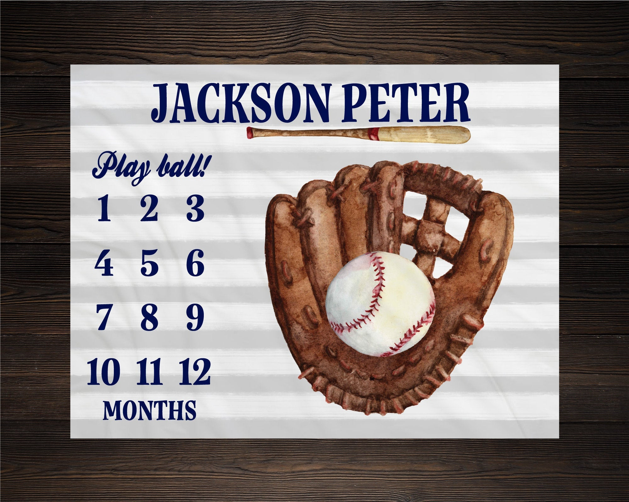 Personalized Baseball Milestone Blanket