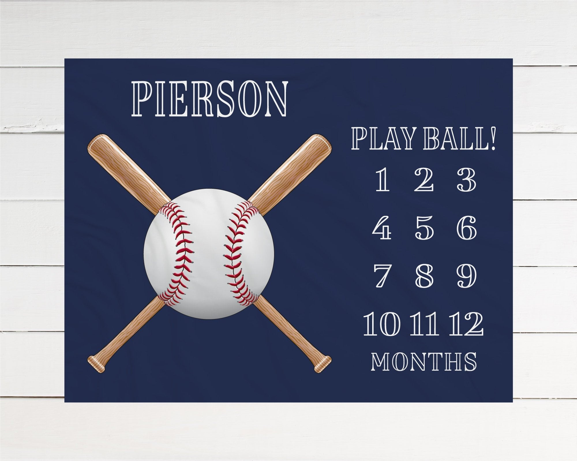 Personalized Baseball Milestone Blanket