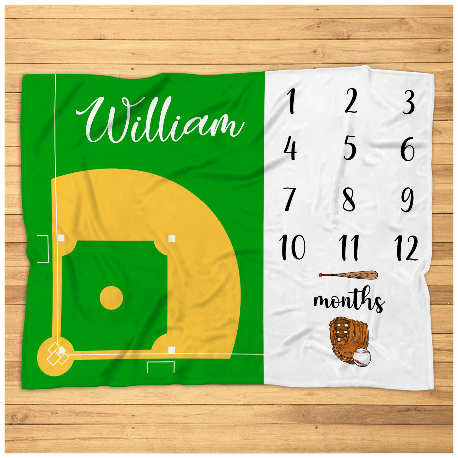 Personalized Baseball Milestone Blanket