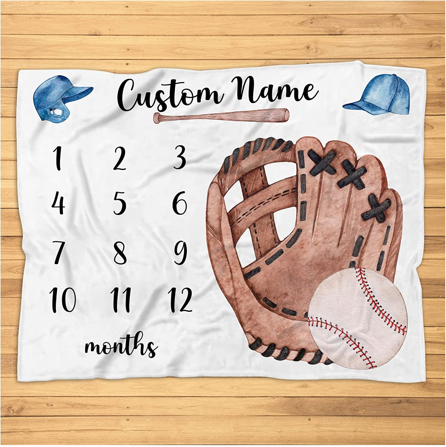 Personalized Baseball Milestone Blanket - Baseball Monthly Milestone Photo Prop - Custom Baby Milestone Blanket with Baseball Nursery Decor - Super Soft Fleece Blanket For Baby