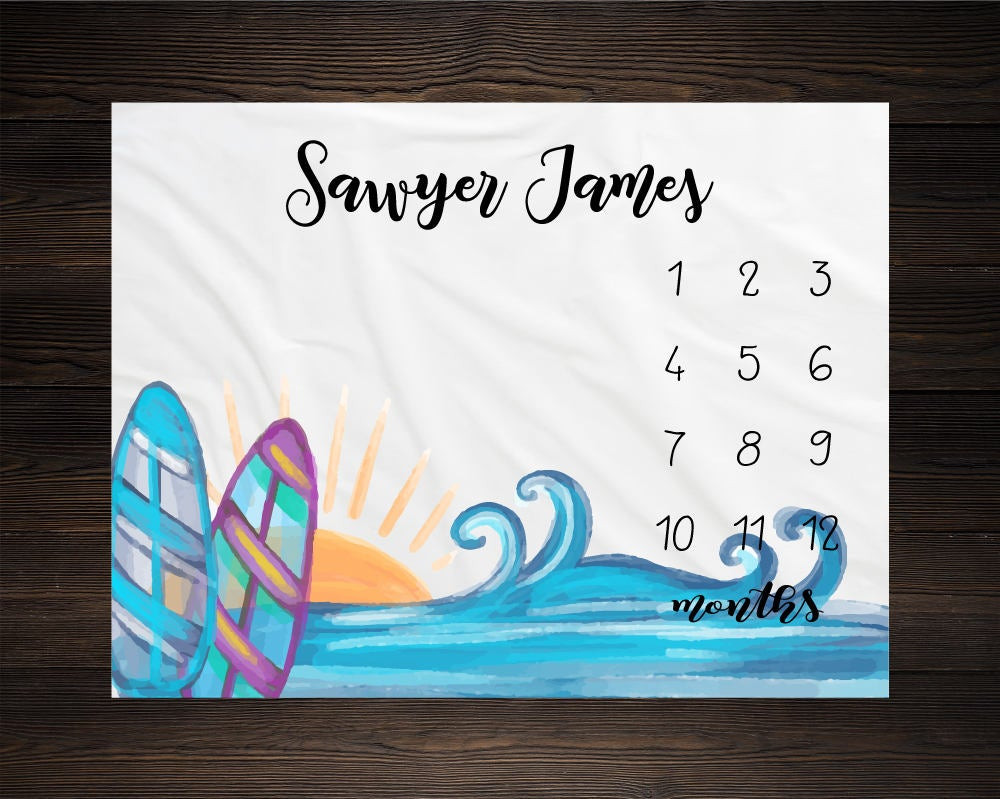 Personalized Beach Milestone Blanket