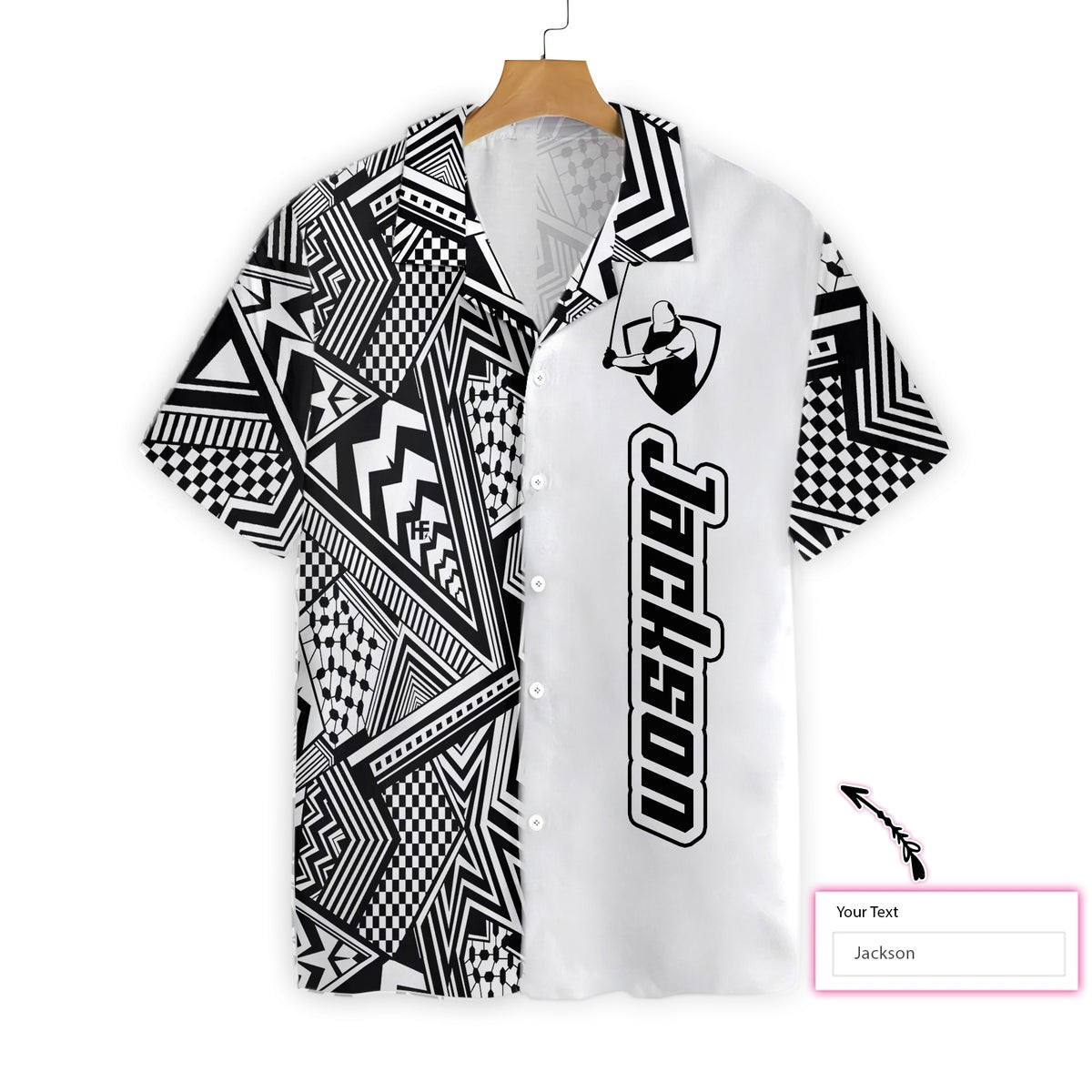 Personalized Black and White Modern Pattern Golfaholic Custom Hawaiian Shirt