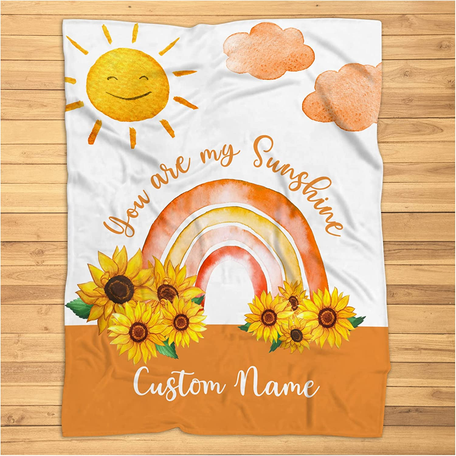 Personalized Boho Rainbow Baby Blanket