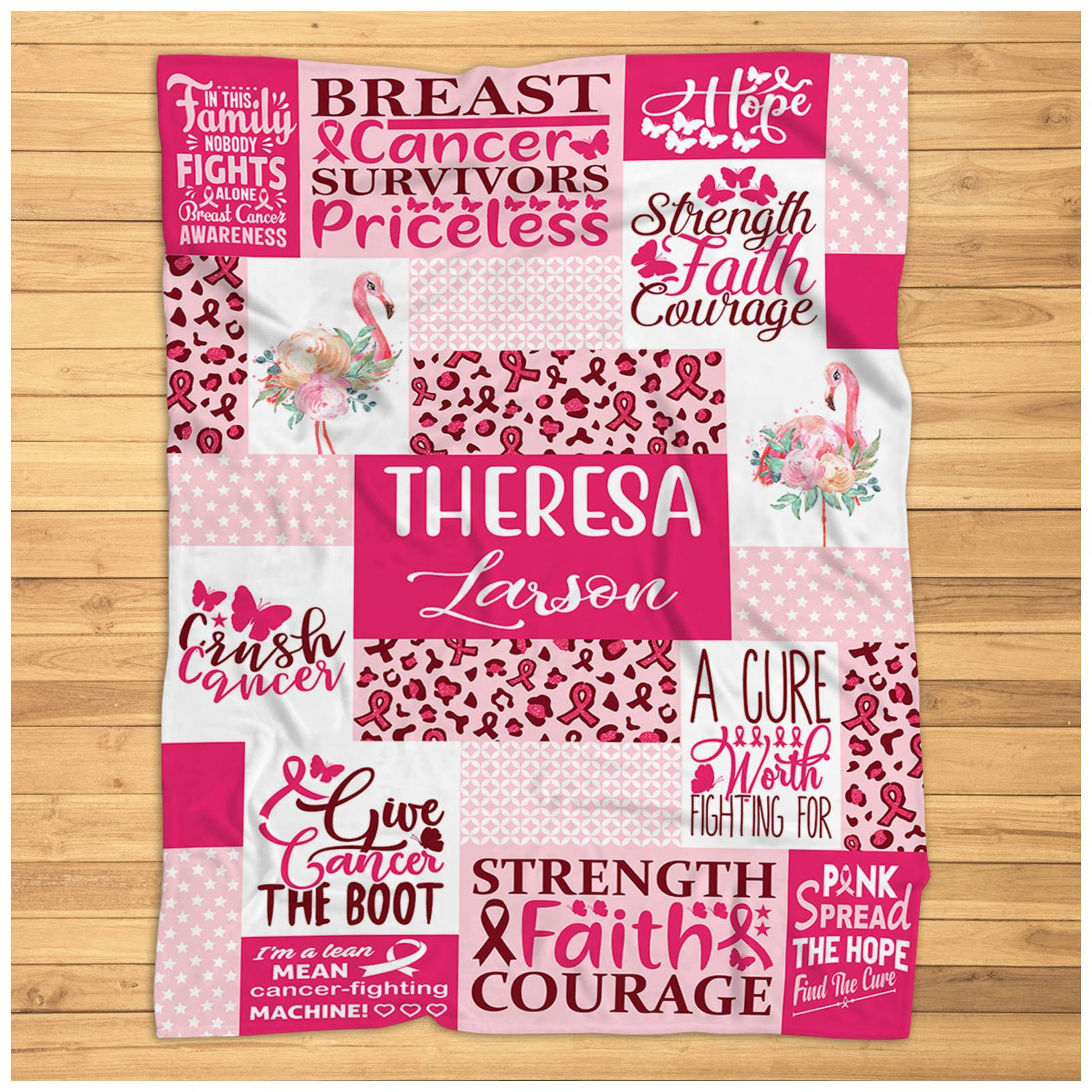 Personalized Breast Cancer Gifts for Women Fleece Throw Blanket