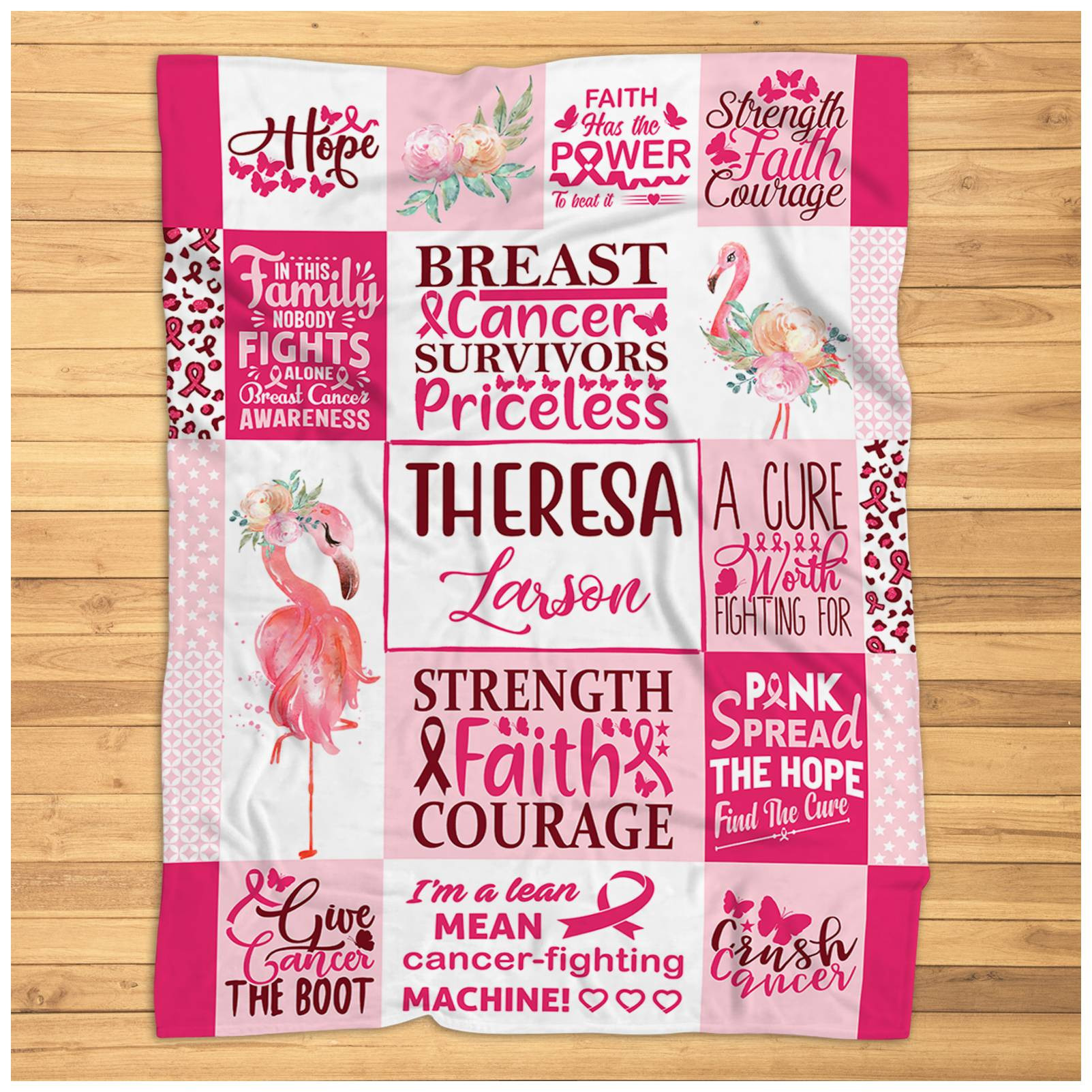 Personalized Breast Cancer Gifts for Women Fleece Throw Blanket