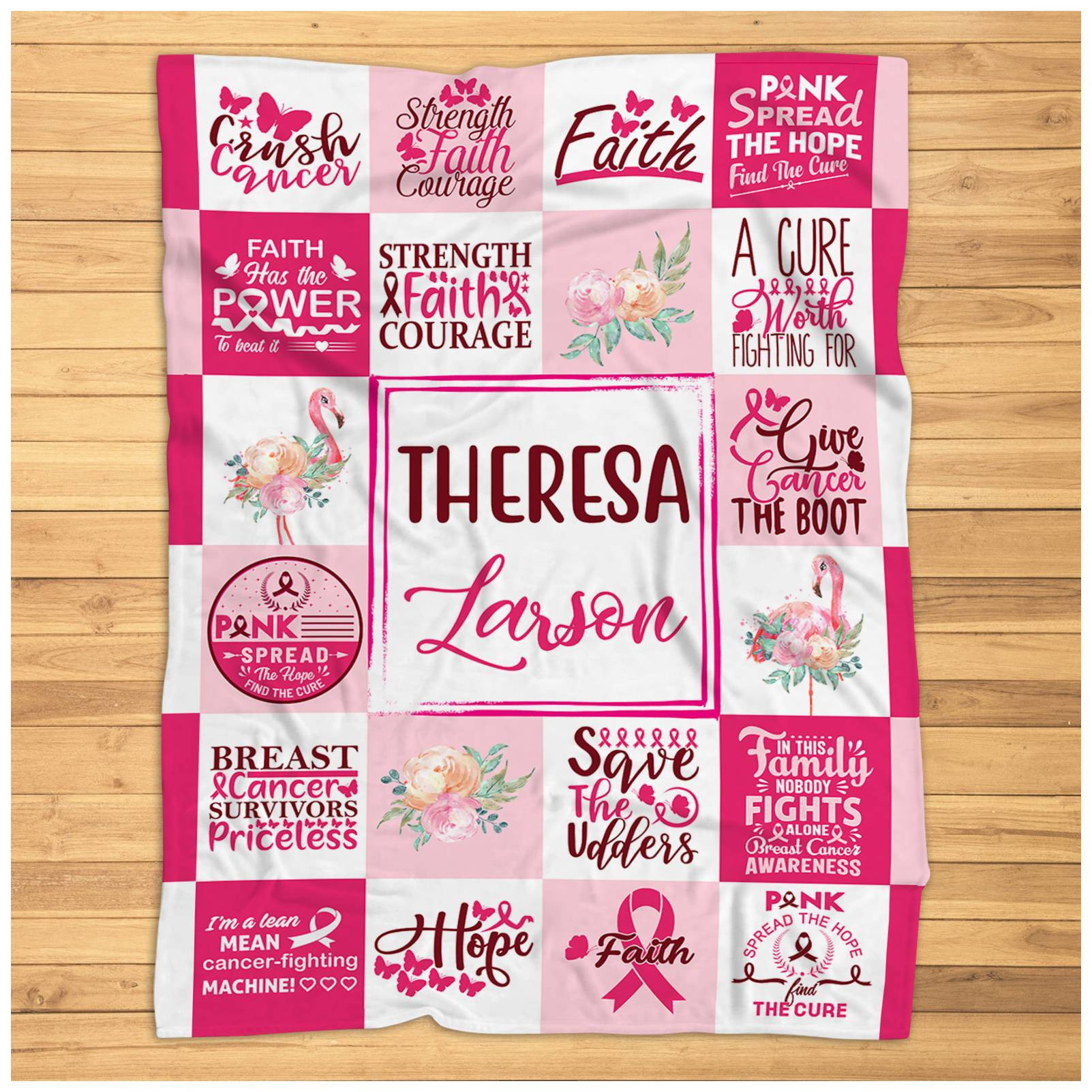 Personalized Breast Cancer Gifts for Women Fleece Throw Blanket