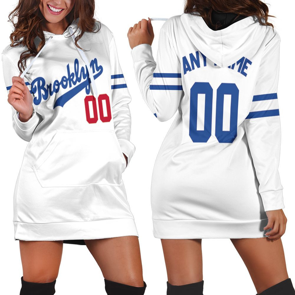 Personalized Brooklyn Dodgers Any Name 00 2020 Mlb Team White Jersey Inspired Style Hoodie Dress Sweater Dress Sweatshirt Dress