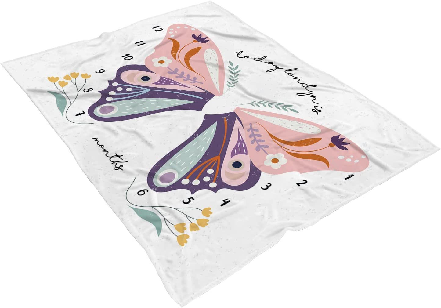 Custom Butterfly Floral Monthly Blanket New Parent Gift