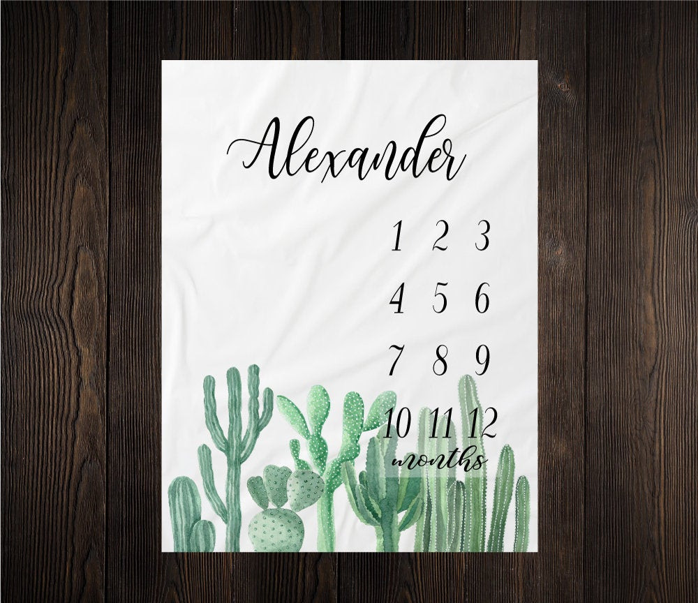 Personalized Cactus Milestone Blanket