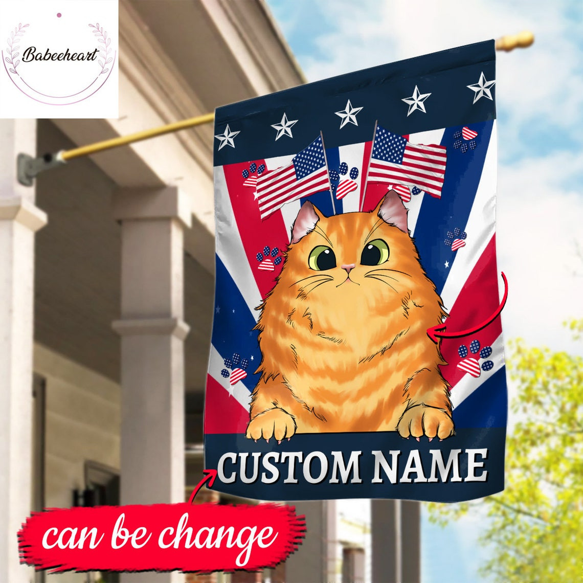 Personalized Cat Independence Day Flag 4th Of July Flag Fourth July Flag USA Independence Day Custom Cat Proud Nation Flags