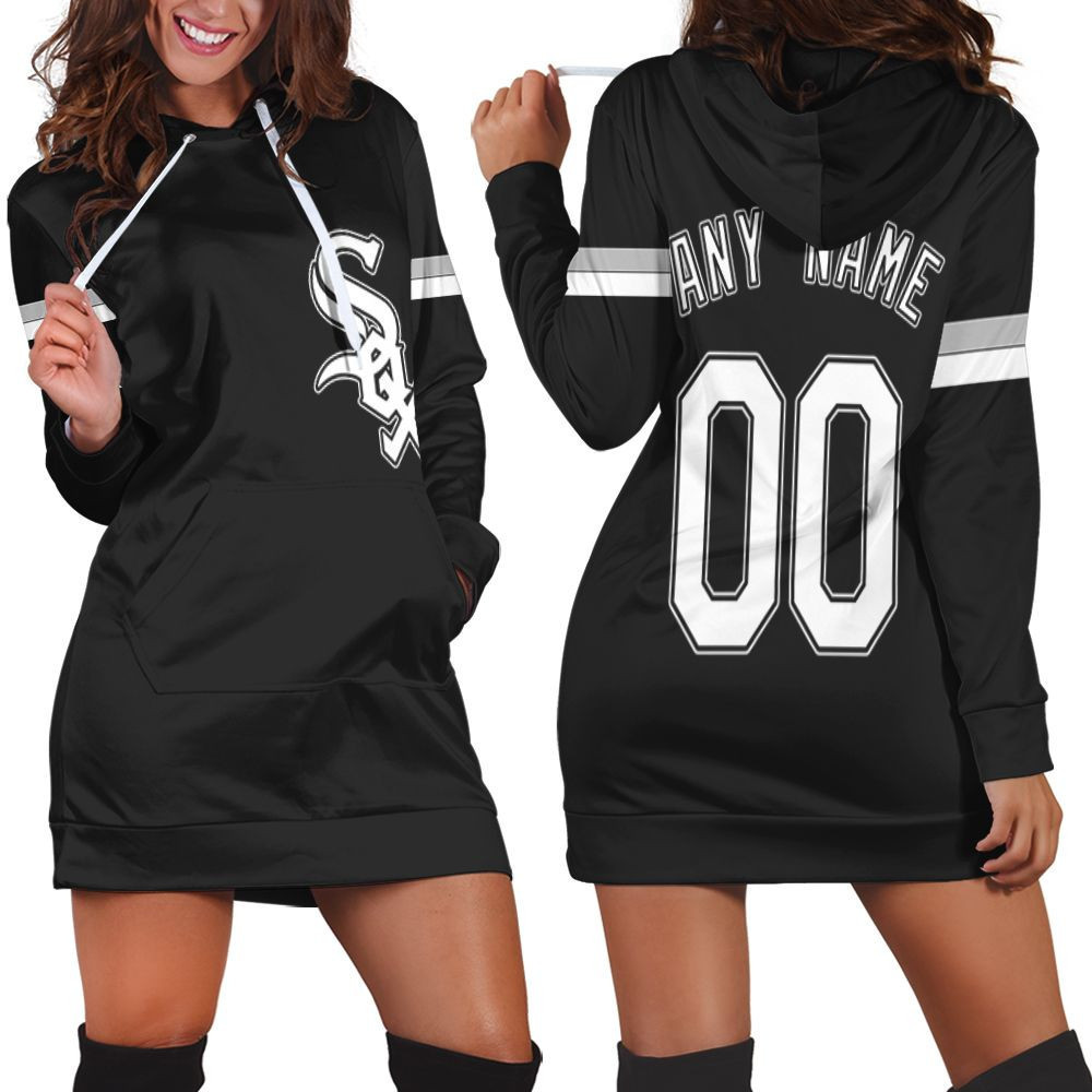 Personalized Chicago White Sox 00 Any Name 2020 Mlb Black Jersey Inspired Style Hoodie Dress Sweater Dress Sweatshirt Dress