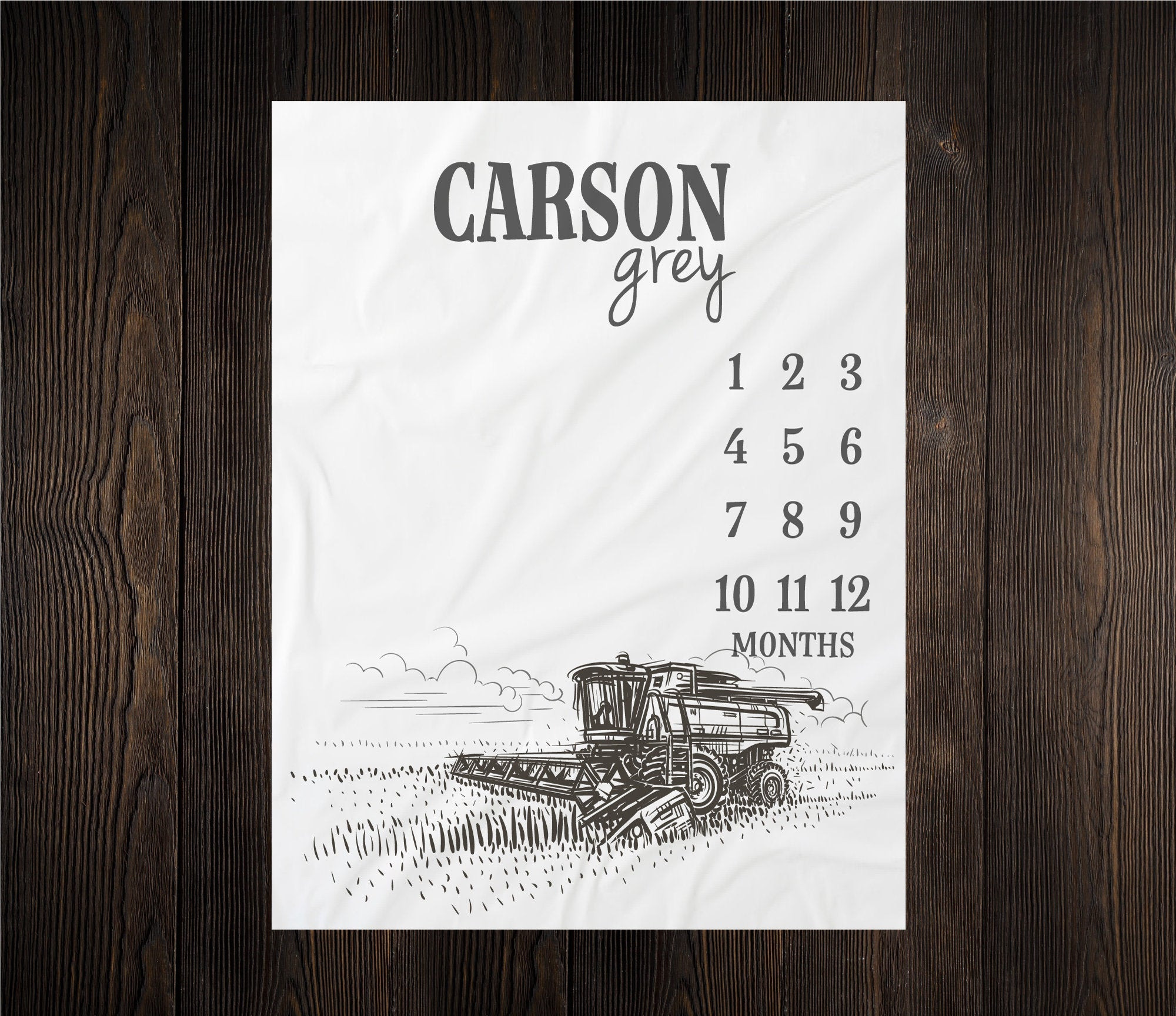 Personalized Combine Harvester Milestone Blanket