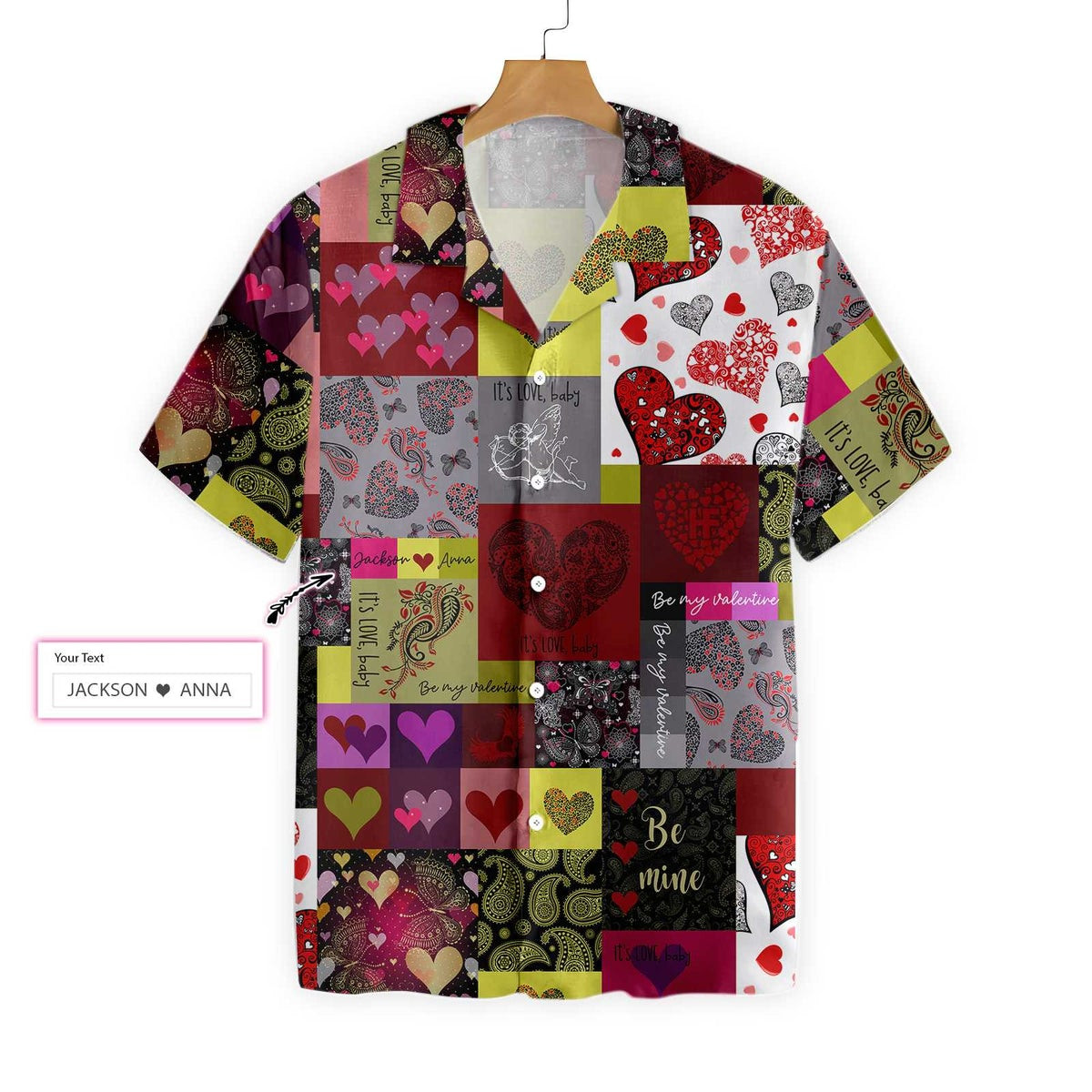 Personalized Couple Name Its Love Be My Valentine Custom Hawaiian Shirt