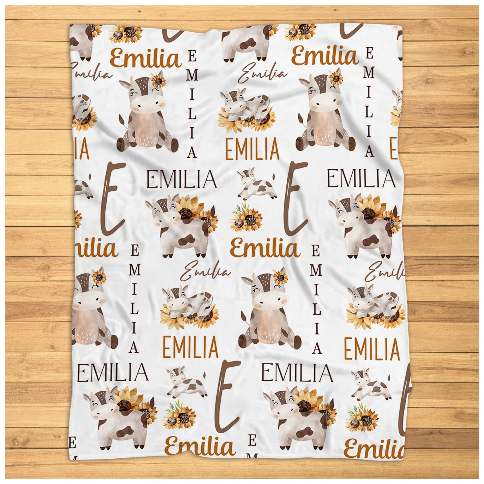 Personalized Cow Baby Blanket