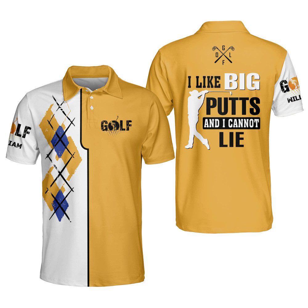 Personalized Crazy and Wild Golf Polo Shirt for Men I Like Big Putts And I Cannot Lie Mens Funny Golf Polo Shirt