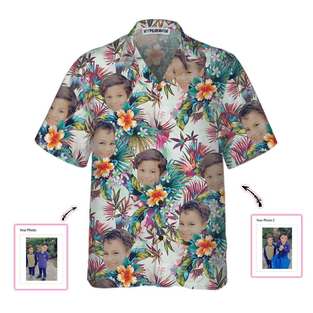 Personalized Custom Face With Tropical Flowers Hawaiian Shirt