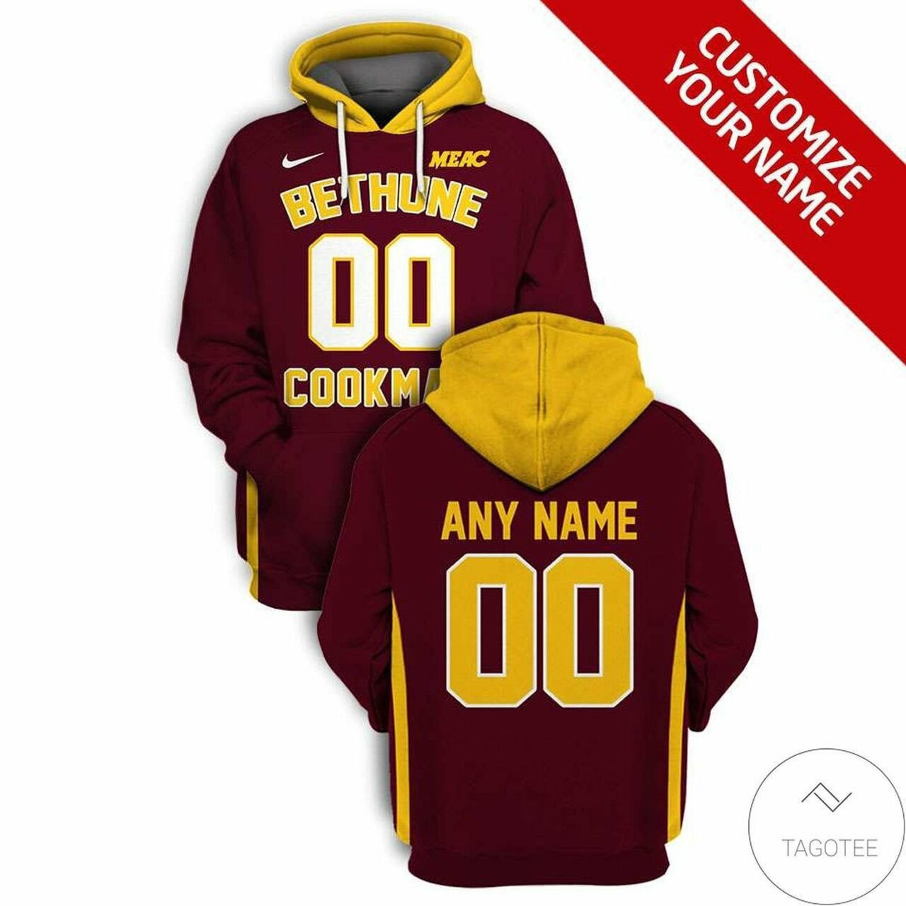 Personalized Custom Name And Number Bethune Cookman 3d All Over Print Hoodie