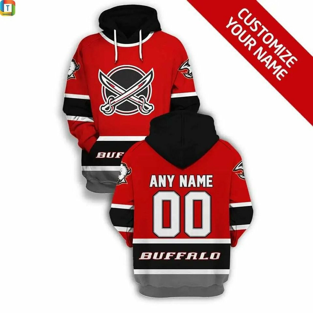 Personalized Custom Name And Number Buffalo Sabres Nhl 3d All Over Print Hoodie