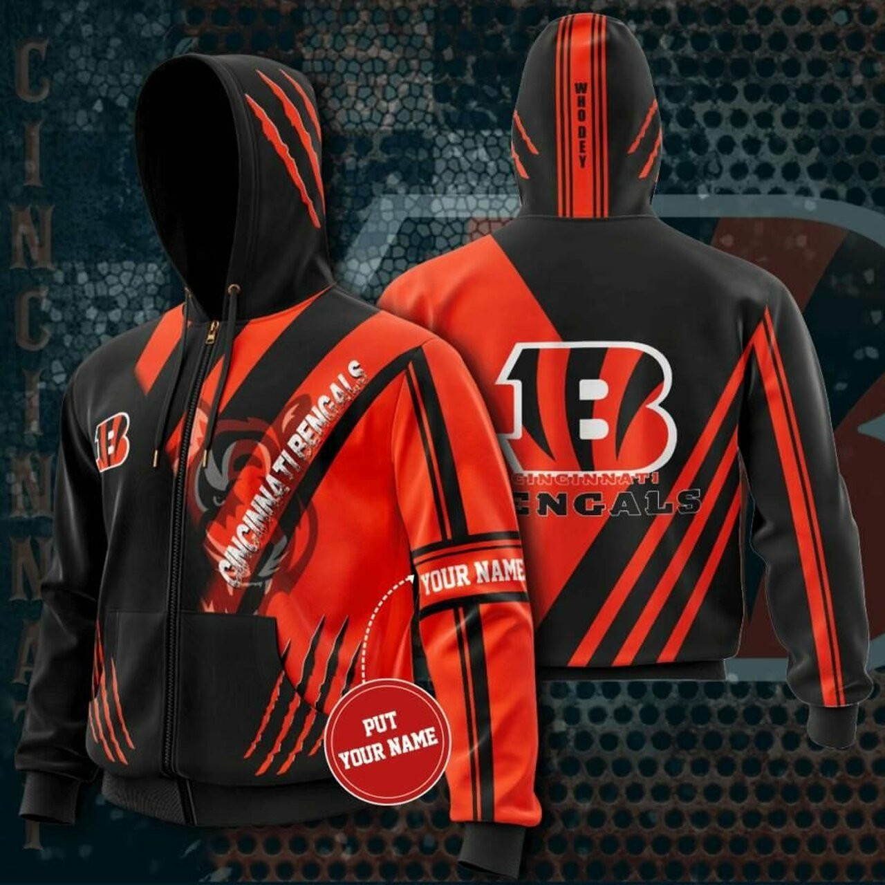 Personalized Custom Name Cincinnati Bengals 3d All Over Print Hoodie