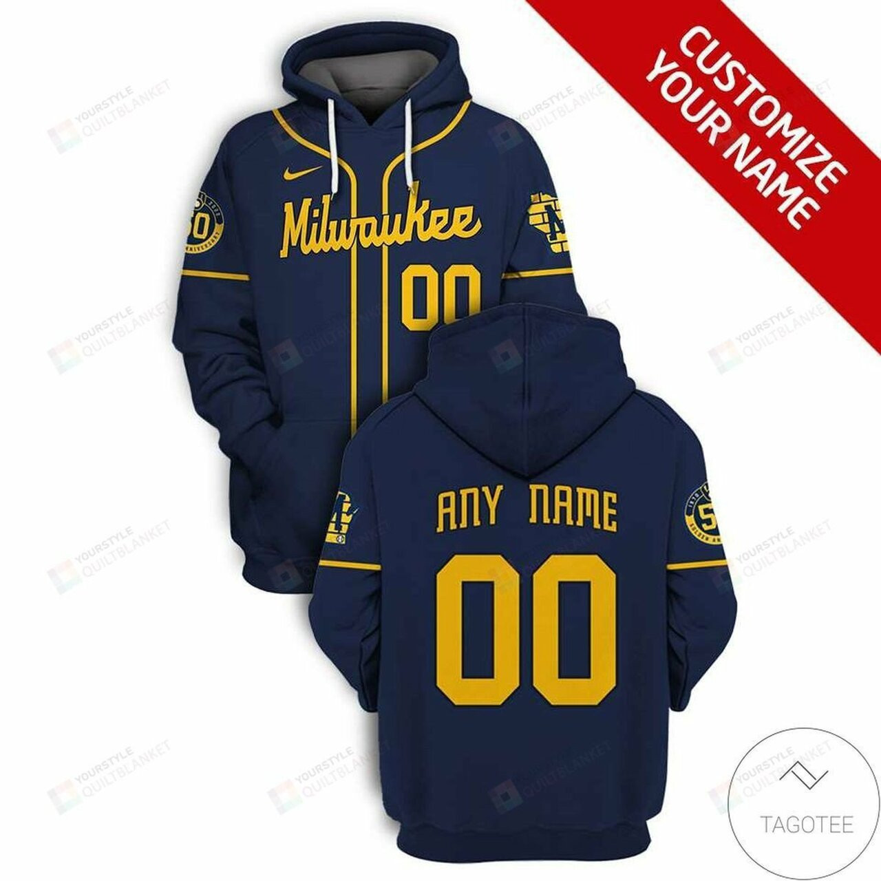 Personalized Custom Name Milwaukee Brewers 3d All Over Print Hoodie